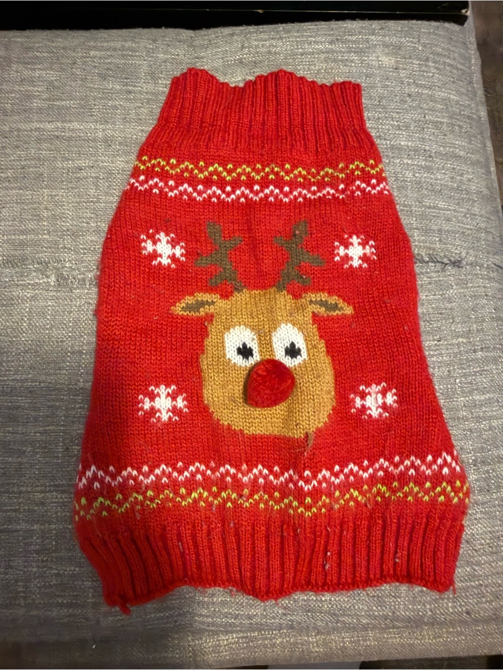 Red Reindeer Knit Dog Sweater XS